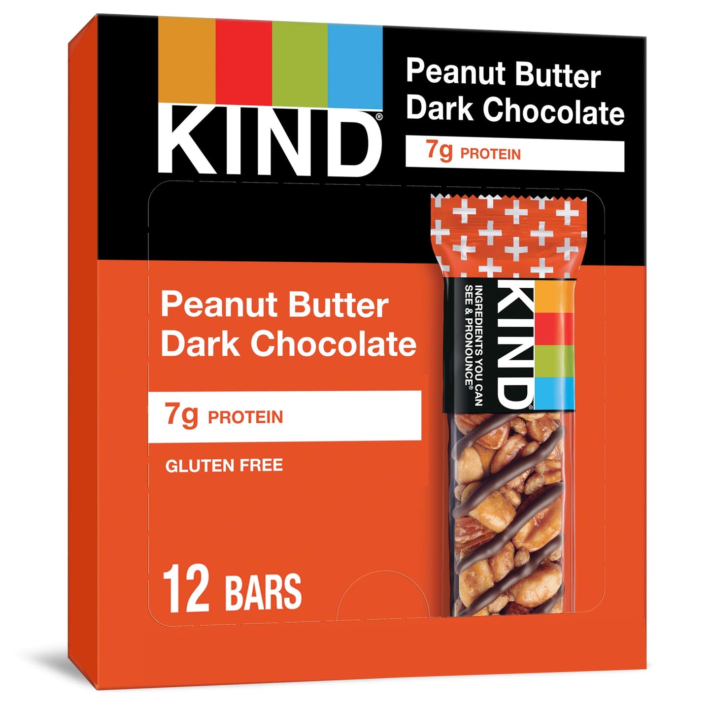 KIND Plus Bar Peanut Butter Dark Chocolate, 12-ct, 1.4 oz, Brown, Model 17256