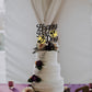 ZHUOWEISM Happy Bee Day Cake Topper - Black Glitter Bumble Bee Theme - Small Size - Card Stock and Bamboo