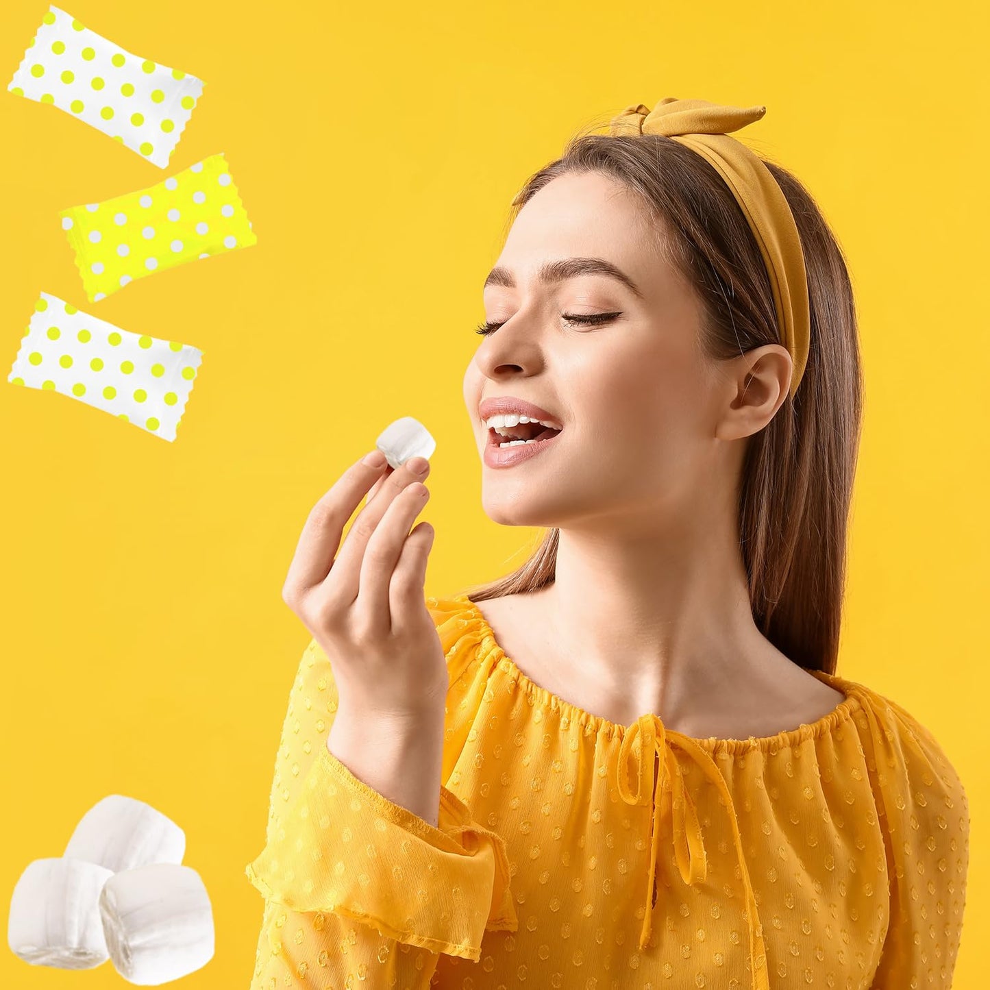 Fruidles Yellow Big Dots Buttermints, After Dinner Mints, Fat-Free, Kosher Certified, Individually Wrapped (55 Pieces)