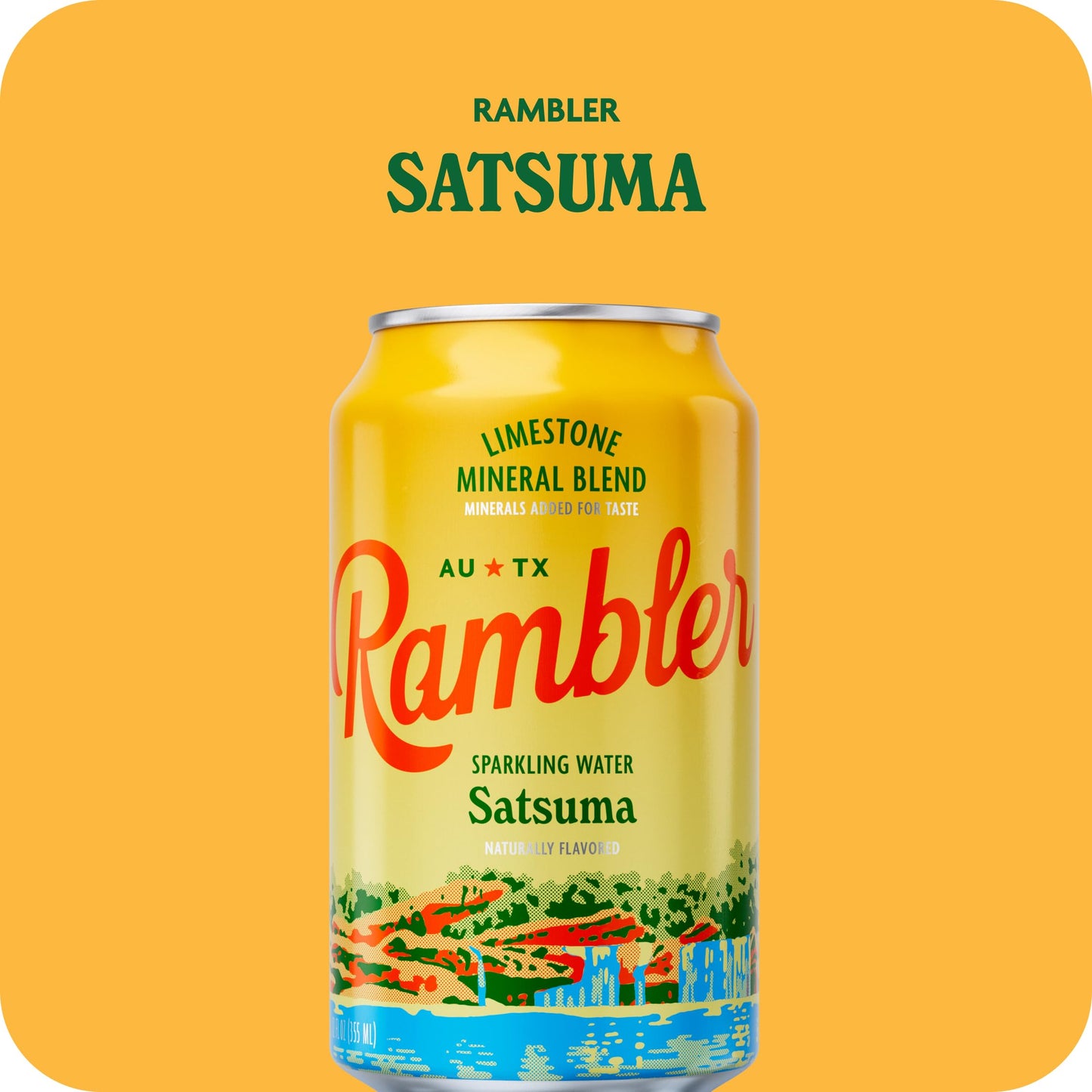 RAMBLER Satsuma Sparkling Water, Texas Limestone Filtered, 12-Ounce Cans, 12-Pack