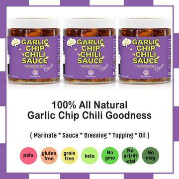 Sauce Up Garlic Chip Chili Sauce | Chipotle Flavor | All-Natural, Keto, Gluten-Free, No Msg | Fried Garlic, Mexican Chilies, Cru