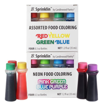 B. Sprinklin Assorted Liquid Food Coloring Kit, 8 Bottles, 0.3 Fl Oz / Neon (4) And Regular (4) Colors - Vibrant Food Dye For Sl