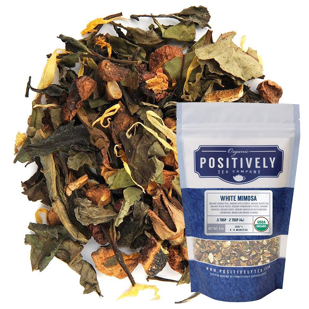 Organic Positively Tea Company White Mimosa White Tea Loose Leaf 4 Ounce