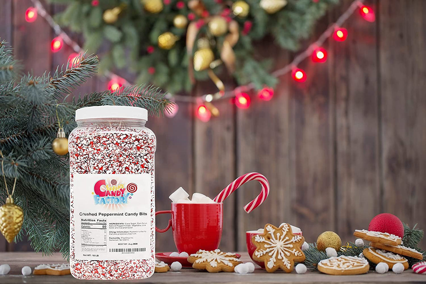 Sarah'S Candy Factory Crushed Peppermint Candy Pieces Bits In Jar 5 Lbs