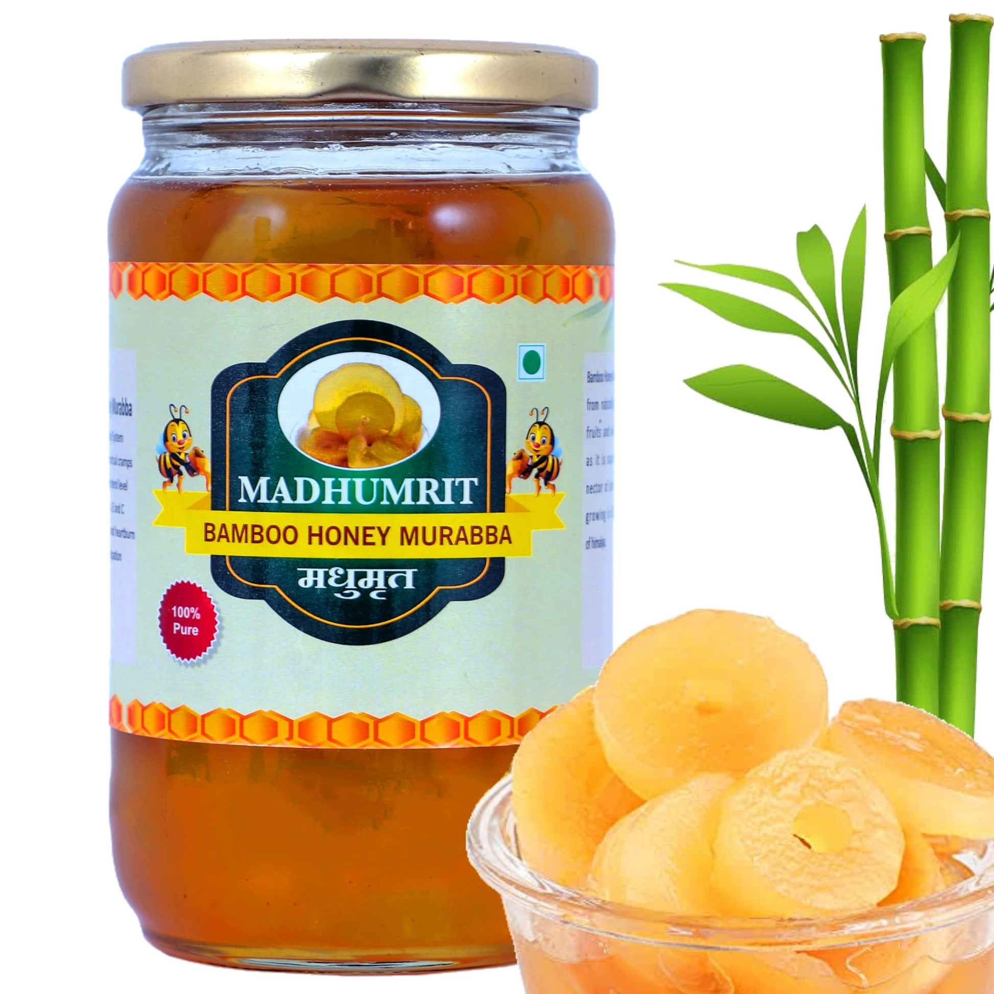 Madhumrit Homemade 100% Pure Bamboo Murabba with Raw Forest Honey Helps Increasing Height Growth |Rich in nutrients| Boost Diges