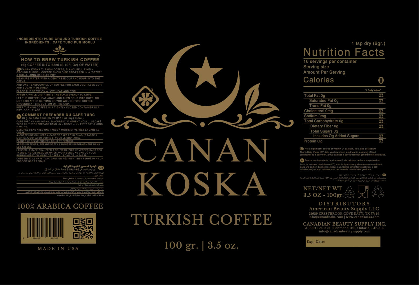 Canan Koska Turkish Coffee Medium Roast Ground Coffee 100% Arabica, Finely Ground for Rich Flavor and Smooth Texture, Ideal for