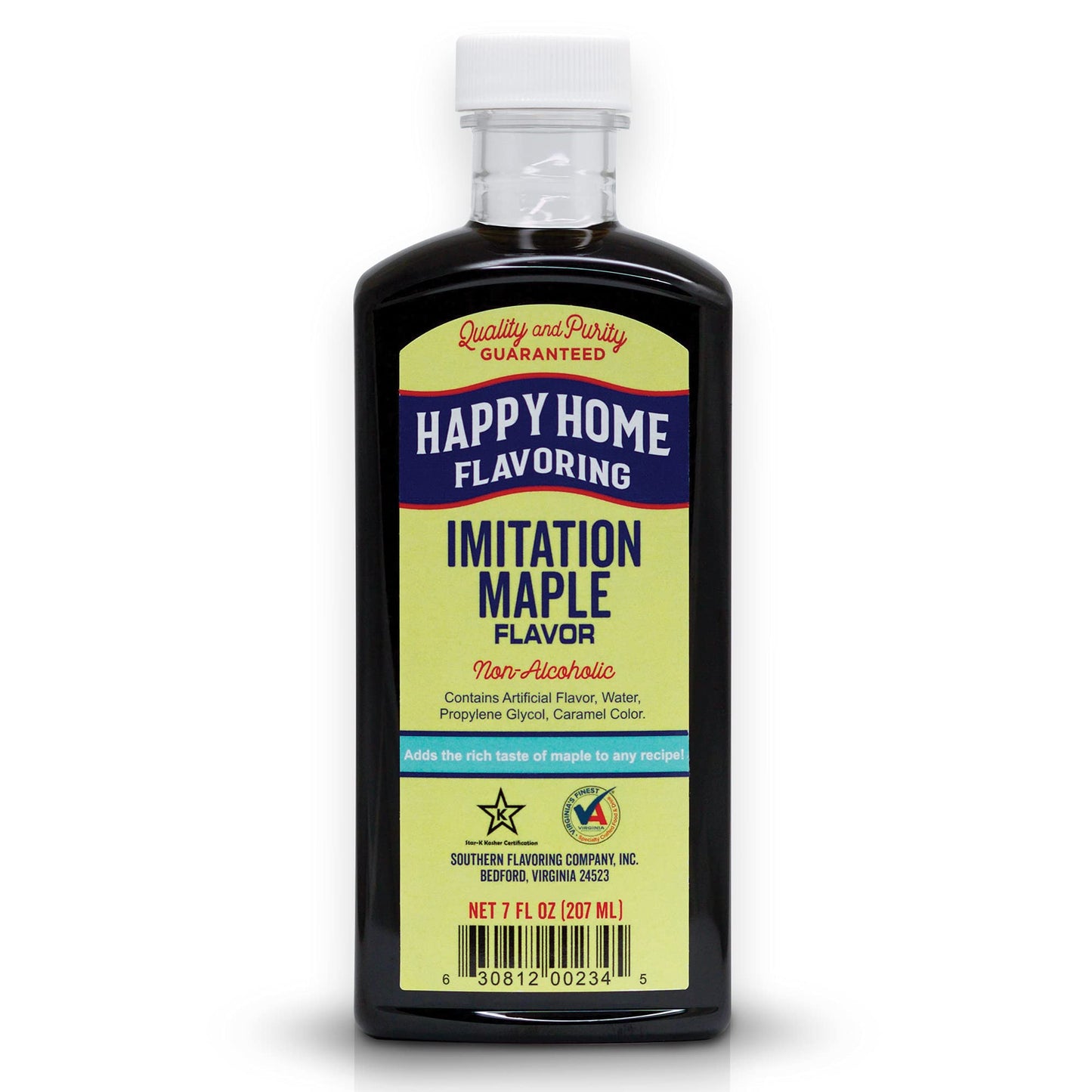 Happy Home Imitation Maple Flavoring, Non-Alcoholic, Certified Kosher, 7 Fl Oz