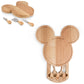 Picnic Time Disney Mickey Mouse Head Cheese & Charcuterie Board Set, Parawood Cutting Board With Hidden Drawer & 3 Cheese Cutting Tool, Fun Disney Gift, Party Platter, Picnic Set & Kitchen Serving Tray