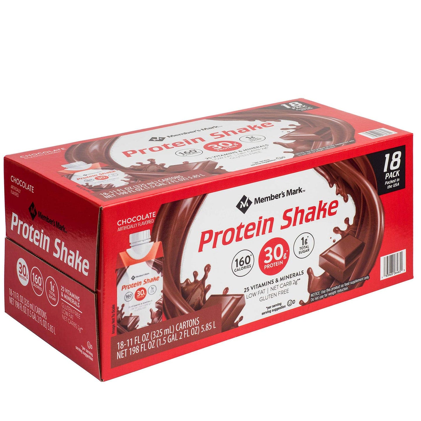 Members Mark High Protein Chocolate Shake (11 Fl. Oz., 18 Pk.) Net 198 Fl Oz,, 198 Oz ()