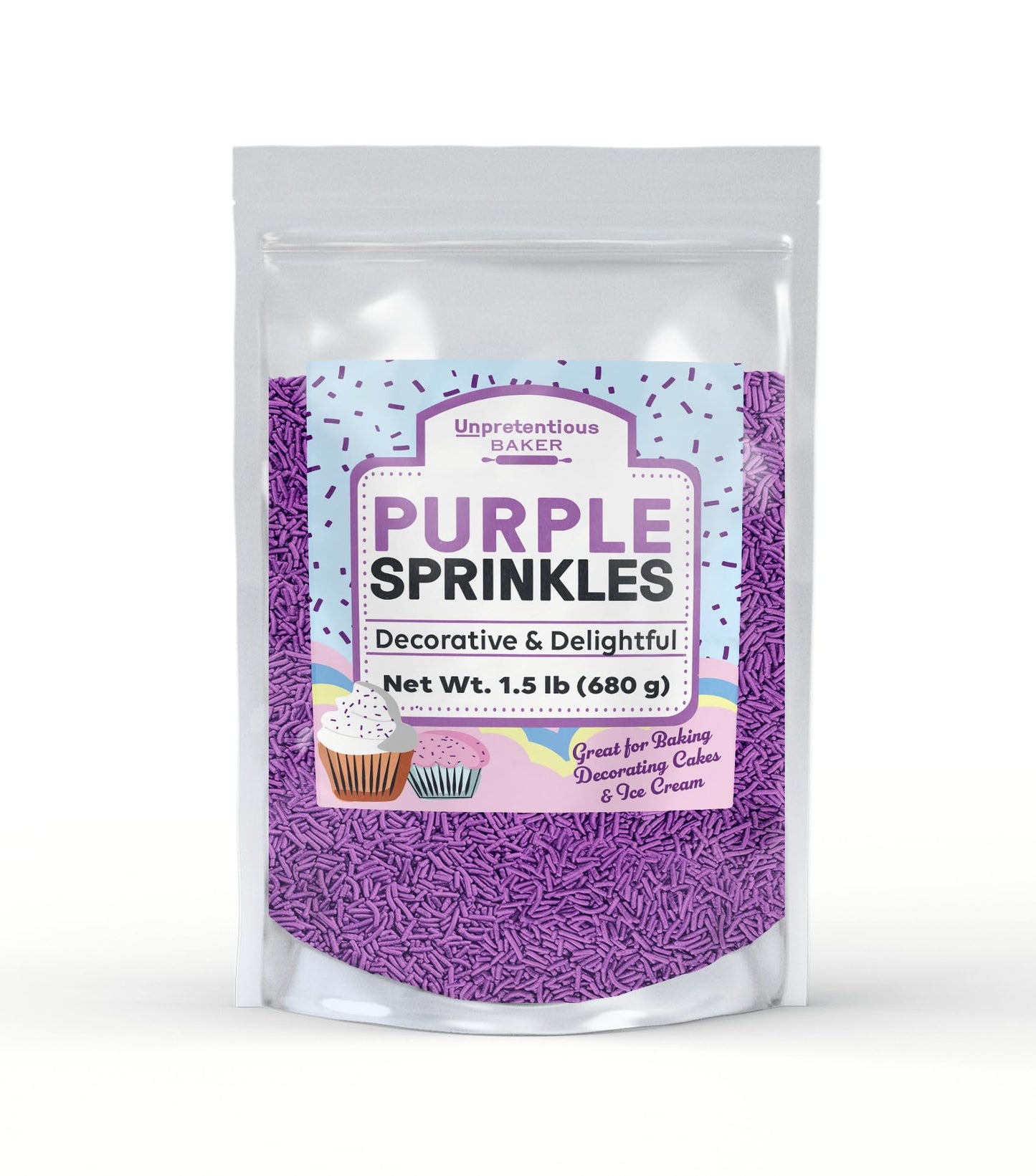 Unpretentious Purple Sprinkles, Colorful Edible Decorations, 1.5 lb, Purple
