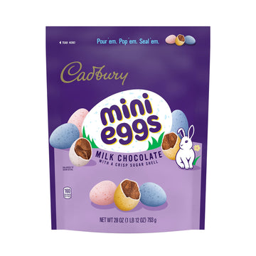 Cadbury Mini Eggs Milk Chocolate With A Crisp Sugar Shell Treats, Easter Candy, 28 Oz Resealable Bag