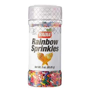 Badia Rainbow Sprinkles 3 Oz (Pack Of 8) - Colorful Topping For Ice Cream, Cakes, Cookies, Cupcakes & Desserts - Sweet Decoratio