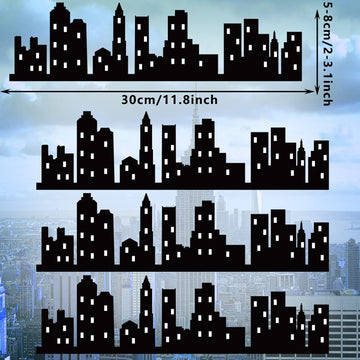 4 Pieces City Cake Border Decoration Toppers Stick On Or Lay On Building Images Lighted City Backdrop For Cakes Wrap Desserts Bi