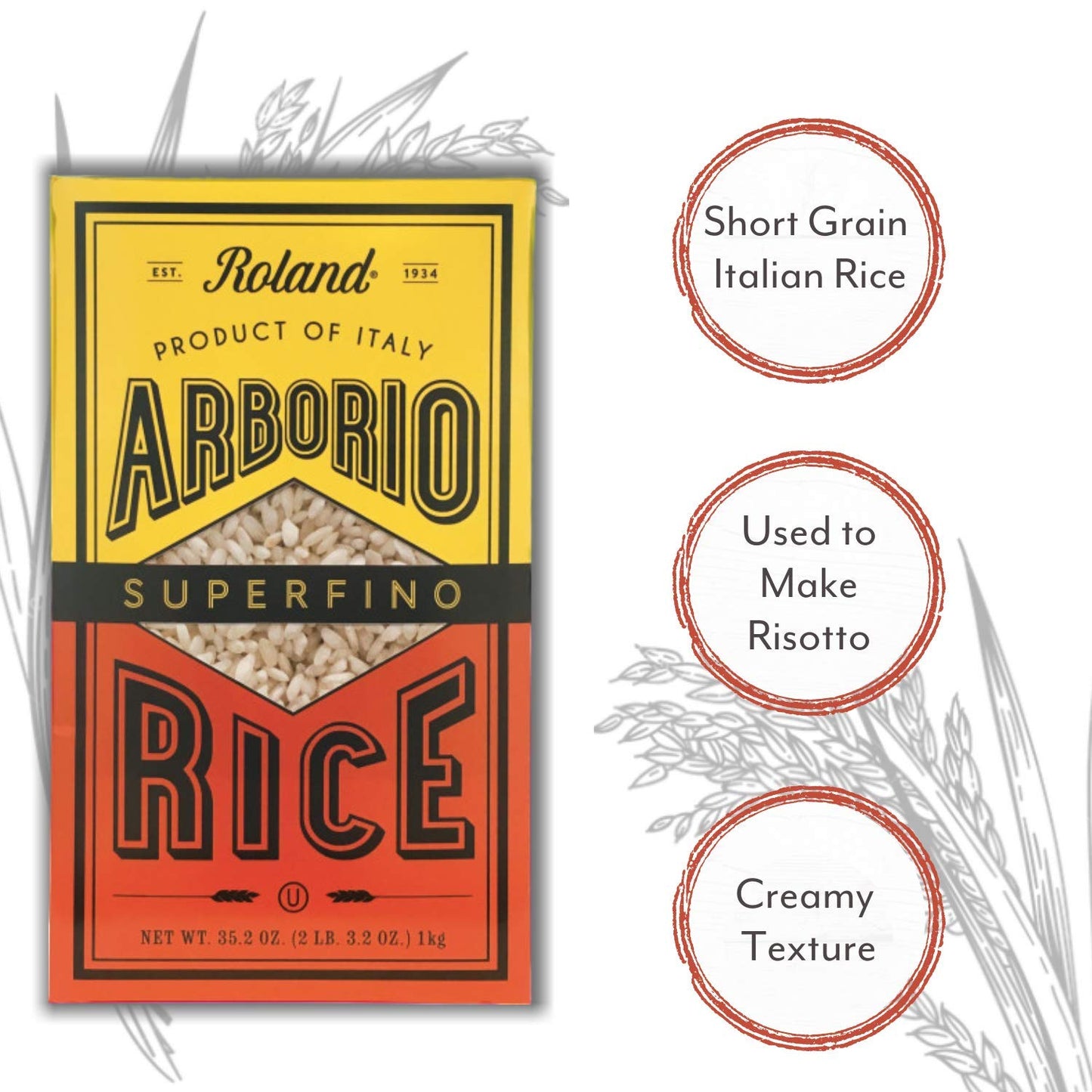 Roland Foods Arborio Rice, Superfino, 35.2 Ounce Box, Pack Of 5