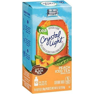 Crystal Light On-the-Go, Peach Iced Tea Drink Mix, 10 CT (Pack of 2)