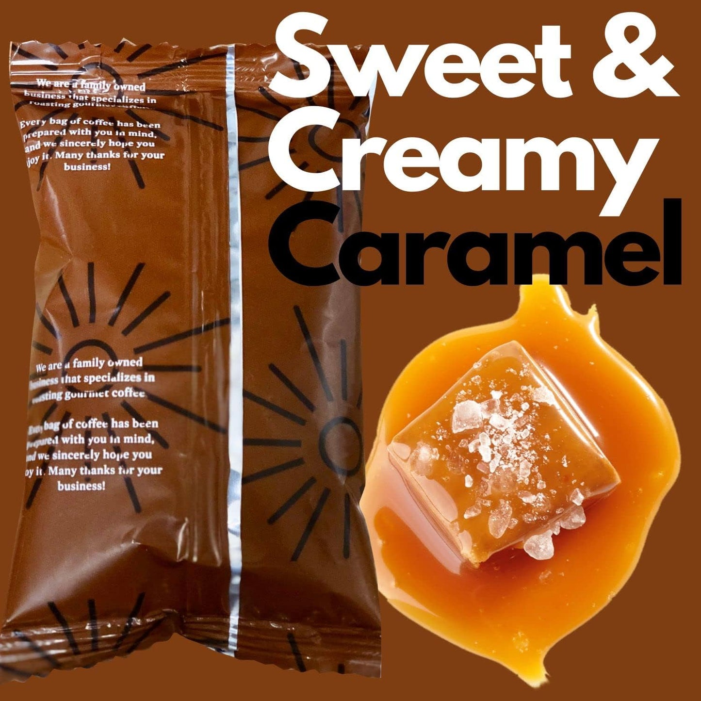 SARASOTA COFFEE & TEA CO. Gourmet Medium Roast Coffee Packets, Salted Caramel Flavor, 2.5 Ounce Bags, 36 Count