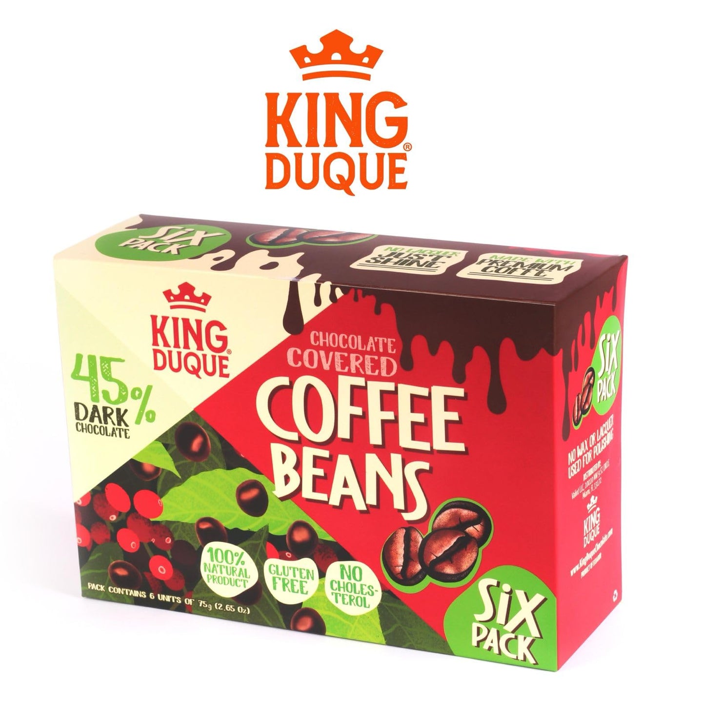 Kingduque, Chocolate Covered Expresso Beans, (Six Pack) , 6 Units Of 75G (2.65 Oz), Made With Premiun Chocolate, Hightland Coffe