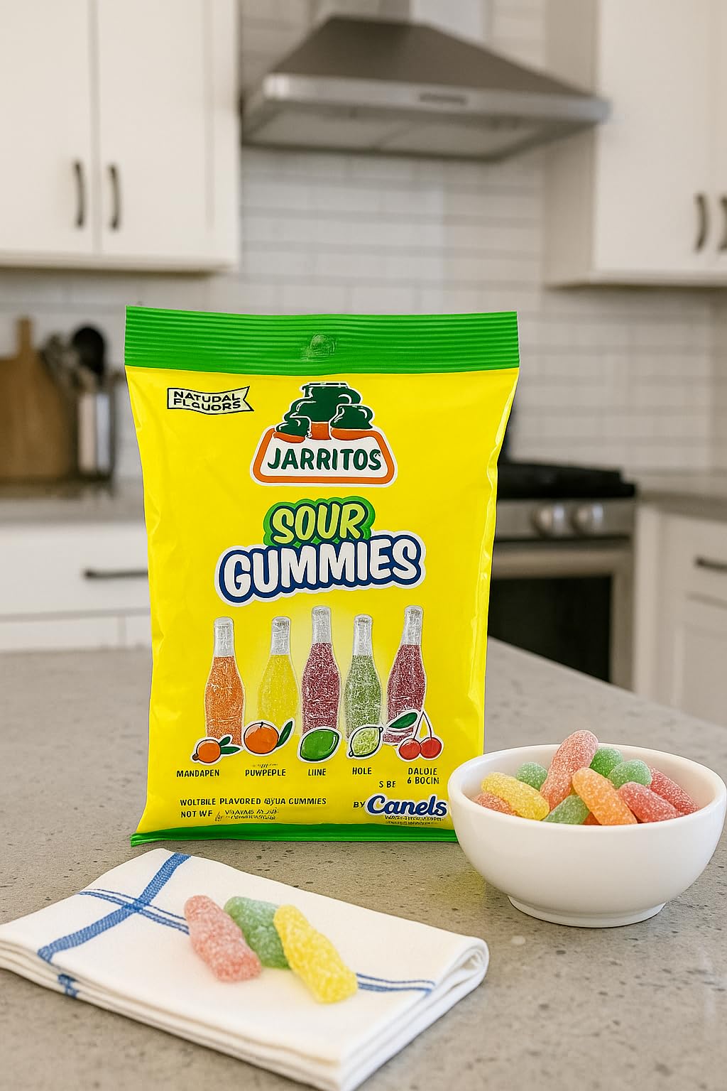 Generic Canels Jarritos Gummies Candy - Vegan Soft & Chewy Soda Bottles - Tamarind, Pineapple, Mango, Lime & Fruit Punch - 8 oz Bag