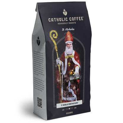 St. Nicholas Christmas Blend (Whole Bean) 12 oz Small-Batch Craft Coffee, Gift for Catholic Faithful & Coffee Lovers