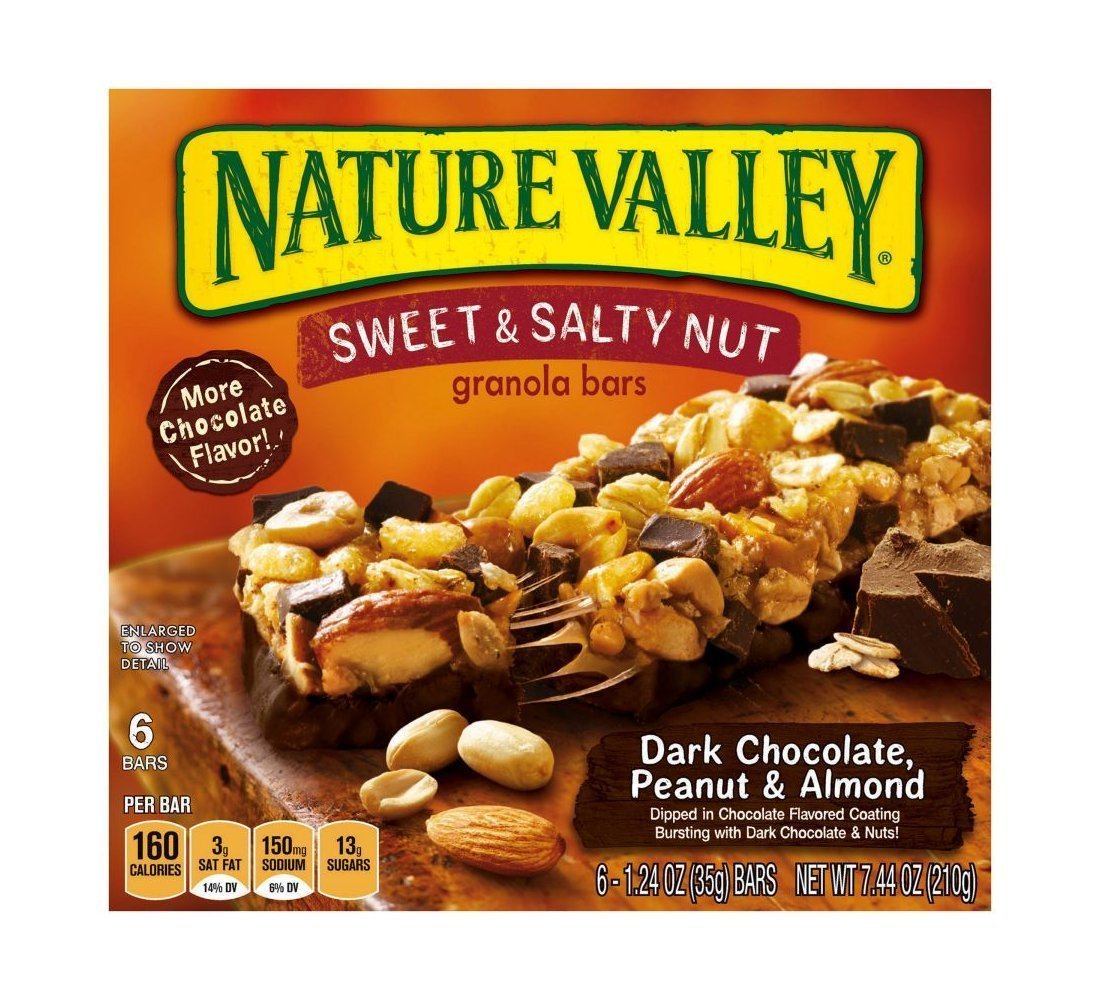 Nature Valley Snack Bar, Sweet and Salty Nut, Dark Chocolate, Peanut Almond, 7.44 Ounce, Pack of 12