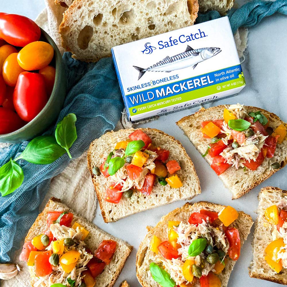 Safe Catch Wild Mackerel In Olive Oil, Skinless & Boneless, Non GMO, BPA Free, 4 Ounces (Pack Of 12)