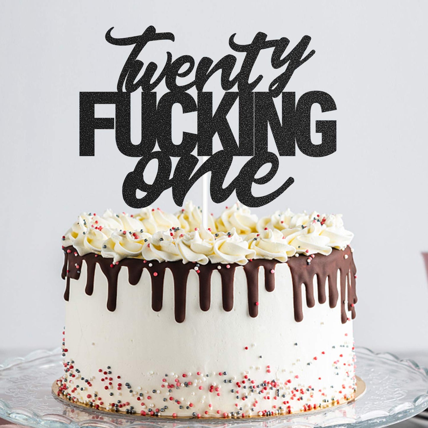 Twenty One Black Glitter Cake Toppers 21 Years Old 21St Birthday Party Decorations Supplies
