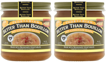 Better Than Bouillon Vegetarian No Chicken Base, 8 OZ Jar (Pack of 2), Certified Vegan, Makes 9.5 Quarts of Broth