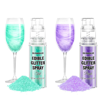 Pandalab Edible Glitter Spray - Purple & Teal Luster Dust for Drinks & Desserts, 0.35oz/10g Bottle
