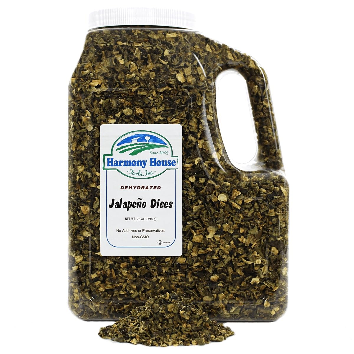 Harmony House Dried Jalapeno Peppers – Dehydrated Peppers For Cooking, Camping, Emergency Supply And More, 28 Oz, Gallon Jug