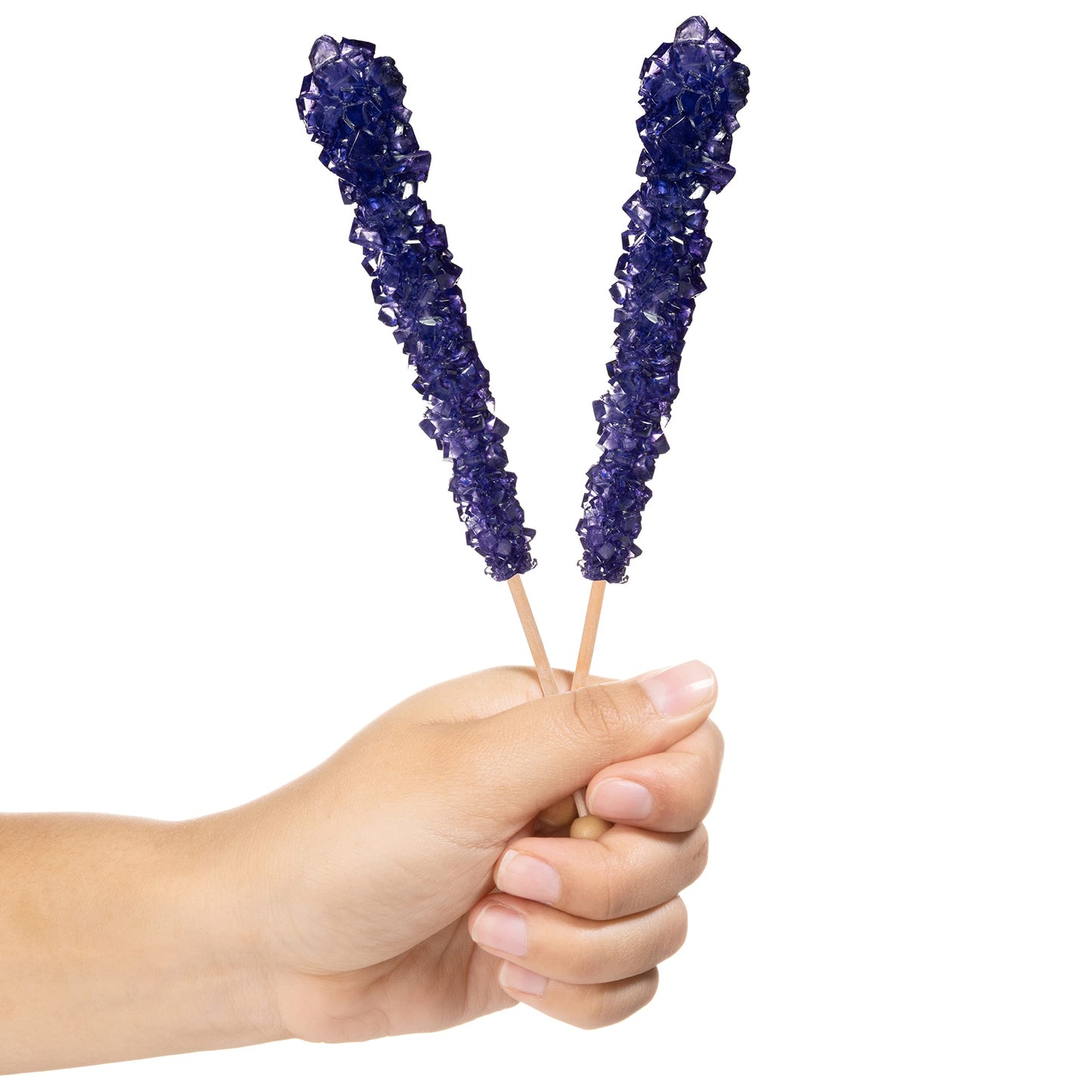 Purple Rock Candy Crystal Sticks - Grape Flavored - 12 Indiv. Wrapped