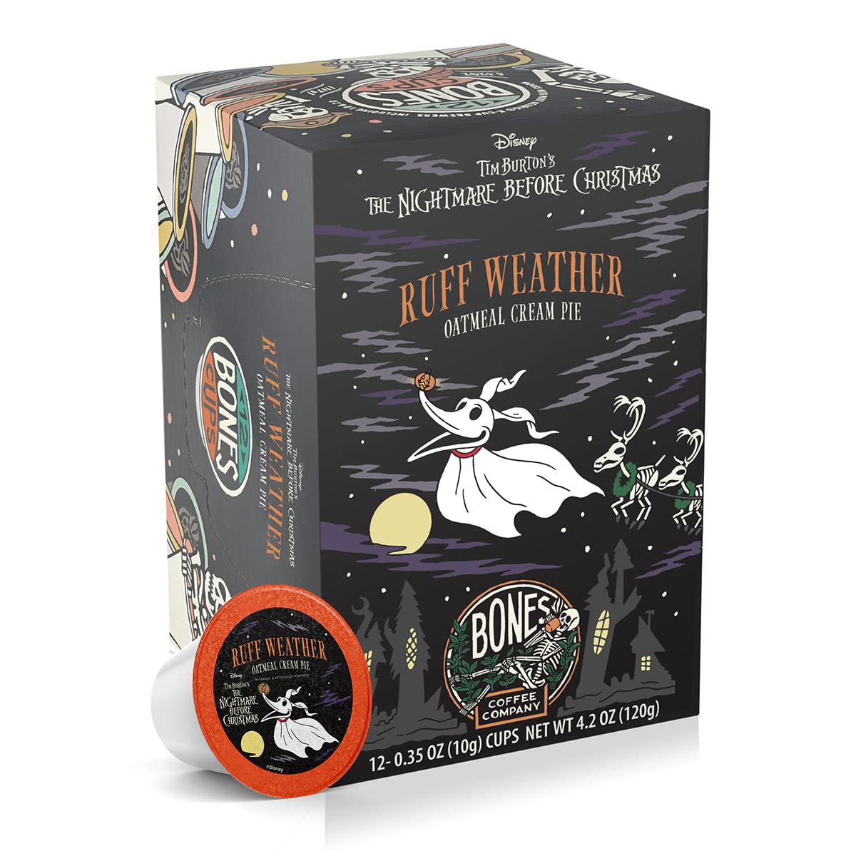 Bones Coffee Company Ruff Weather Flavored Coffee Bones Cups Oatmeal Creampie Flavor | 12Ct Single-Serve Coffee Pods | Keurig Co