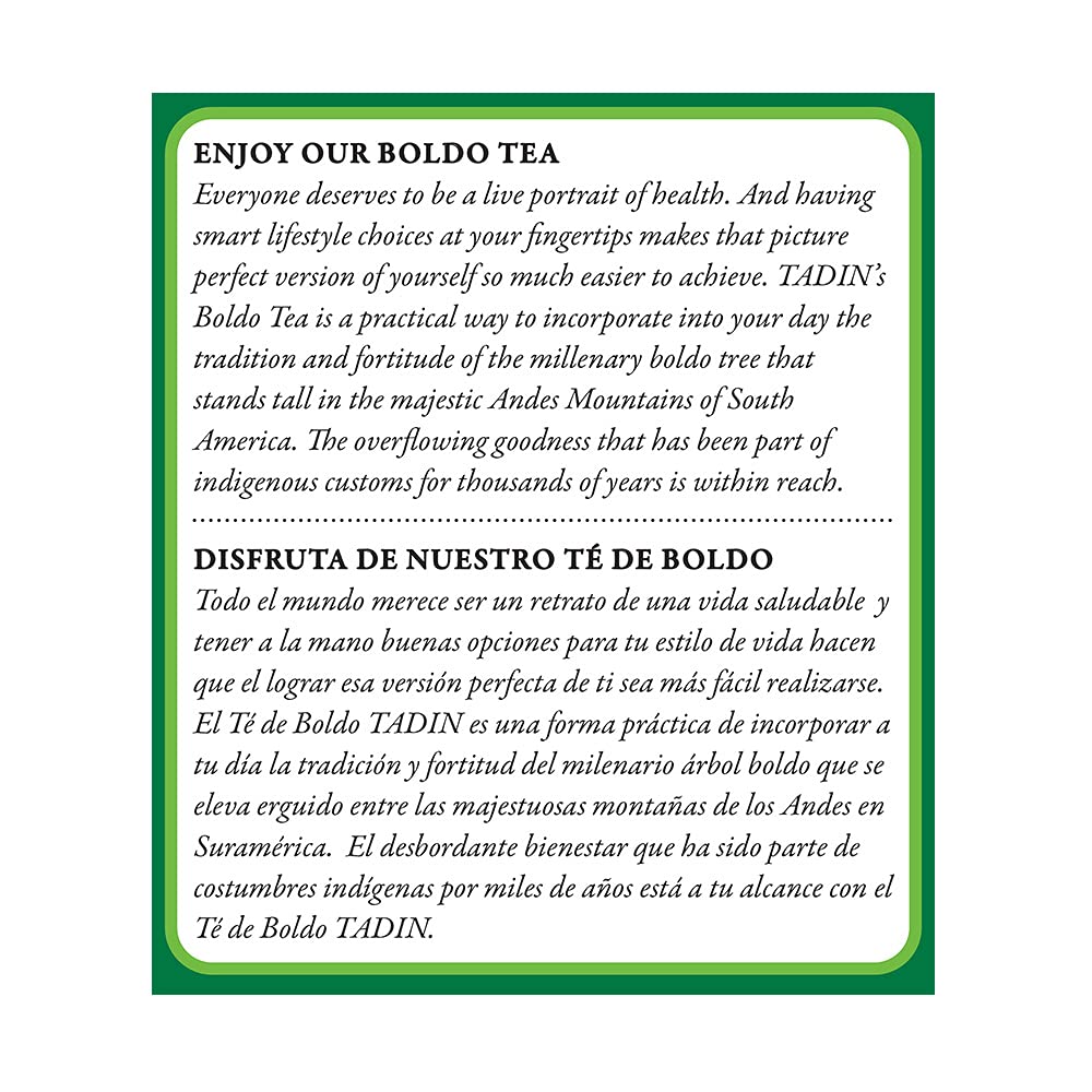 Tadin Boldo Herbal Tea, Caffeine Free, 24 Tea Bags, 1.18 oz, Pack of 6
