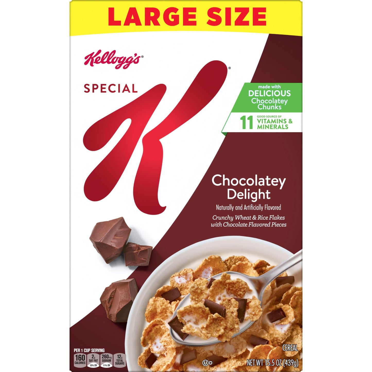Kelloggs Special K Chocolatey Delight Breakfast Cereal  Good Source of Fiber  Large Size  15.5 oz