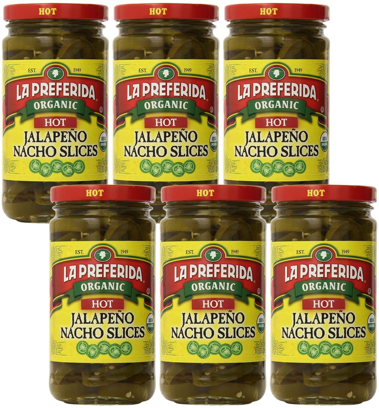 La Preferida Organic Jalapeno Nacho Slices, Hot , 11.5 Oz (Pack Of 6)