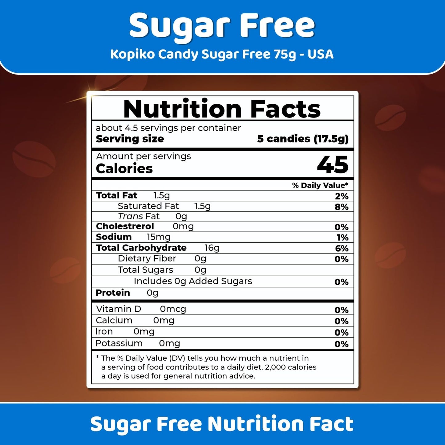 Kopiko Sugar Free Coffee Candy – Hard Candy with Real Coffee Extract – 2-Pack 5.29oz