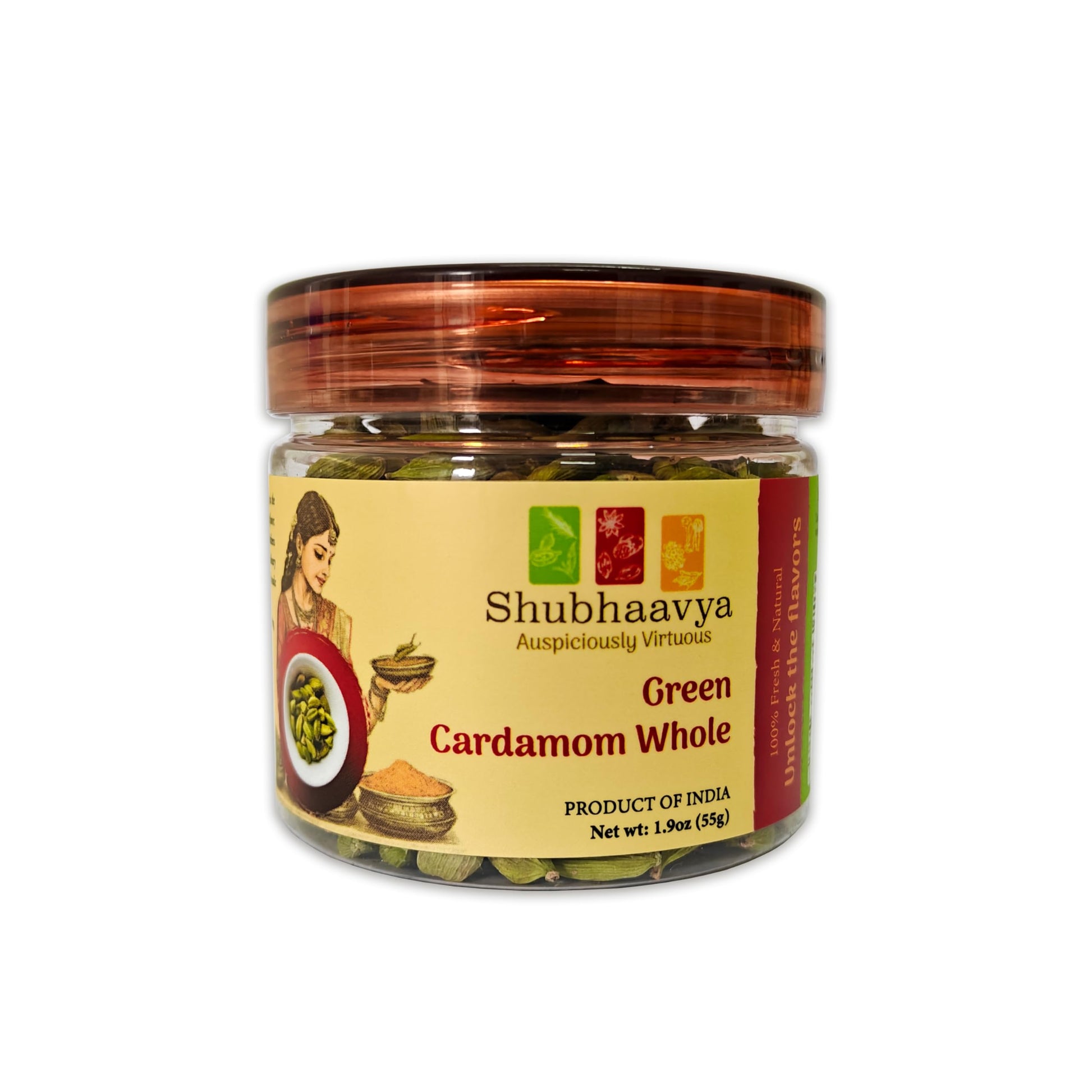 SHUBHAAVYA Premium Cardamom Pods | Authentic Indian Elaichi | 1.9oz (55g) | NON-GMO | All Natural | Gluten Free