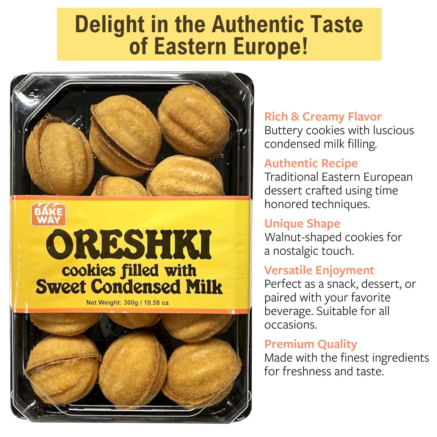 Oreshki-Bakeway Gourmet Cookies With Condensed Milk Filling - Traditional Cookies With Rich & Velvety Condensed Milk Center - Go