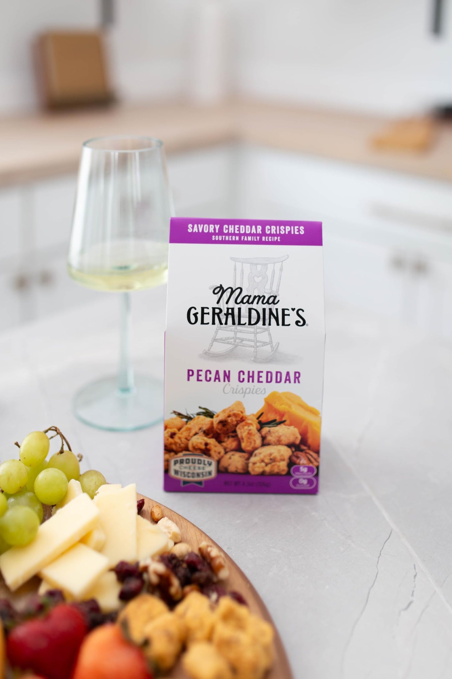 Mama Geraldines Pecan Cheddar Crispies, Crunchy Snack  ers, 4.5 oz, Pack of 6, Made in USA