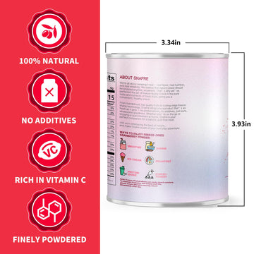 Cranberry Powder, 6.34Oz/180G Freeze Dried Cranberries Powder, Fruit Powder, No Sugar, No Additives, For Baking, Smoothies, Juic