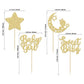 Gyufise 24Pcs Gold Glitter Baby Girl Cupcake Toppers Star Moon Sweet Baby Shower Cupcake Picks Decorations Baby Shower Girls Bir
