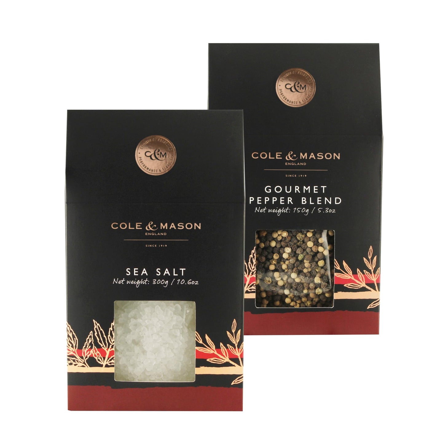 Cole & Mason Gourmet Spice Refill Box - Sea Salt & Gourmet Pepper - 15.9 oz Box Set