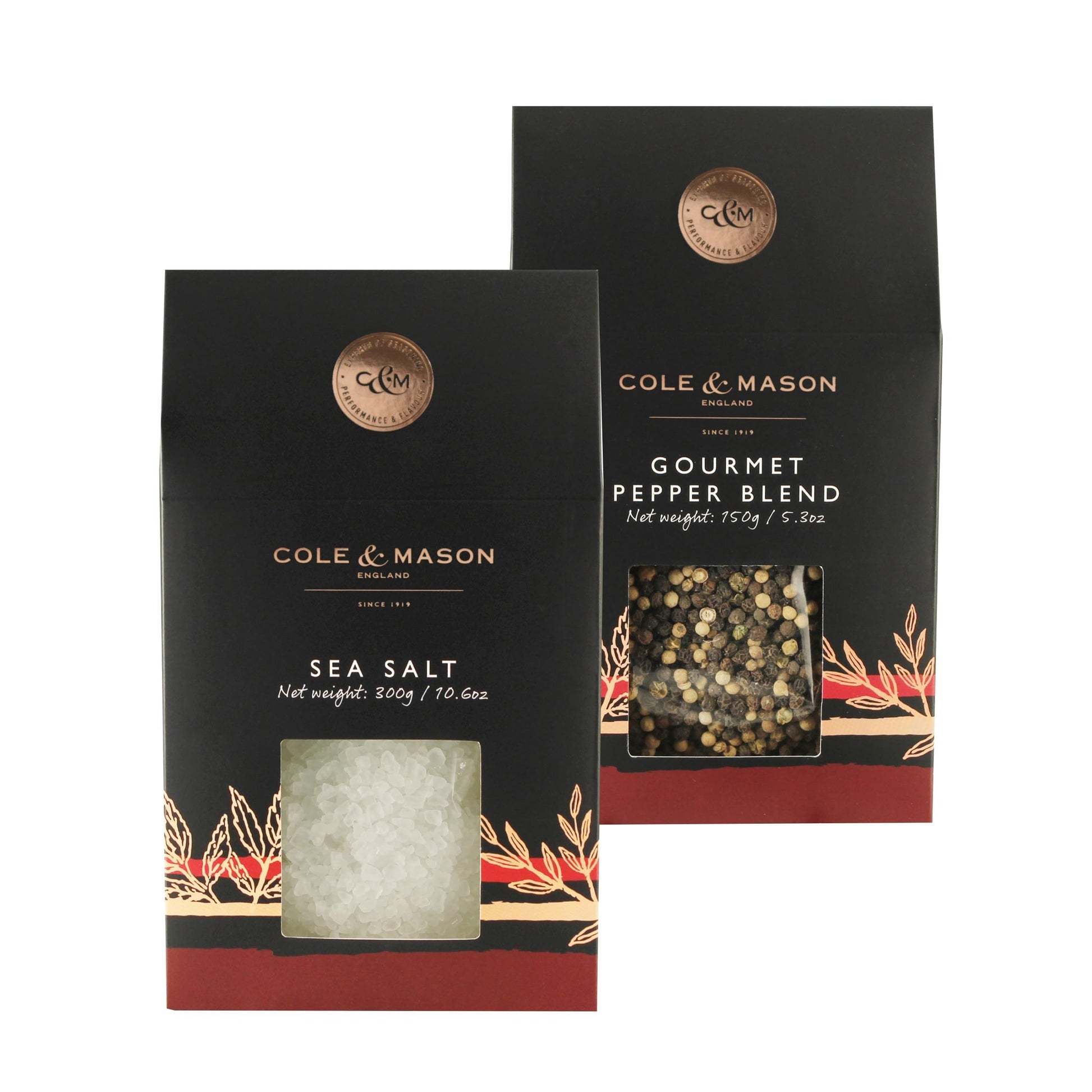 Cole & Mason Gourmet Spice Refill Box - Sea Salt & Gourmet Pepper - 15.9 oz Box Set