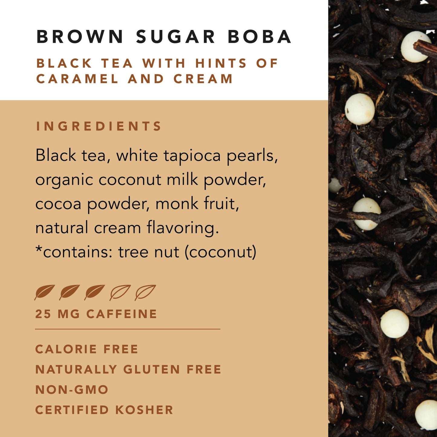 Pinky Up Brown Sugar Boba Tea Sachets - Calorie Free Whole Leaf Black Tea Bubble Tea - Boba Gift 12 Biodegradable Tea Bags