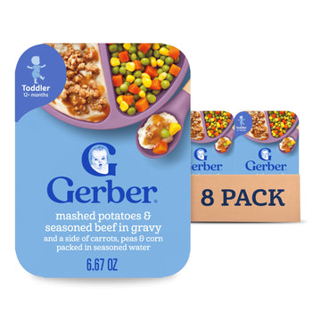 Gerber Toddler Food, Mashed Potatoes & Beef In Gravy, Mealtime For Toddler, 8Pk