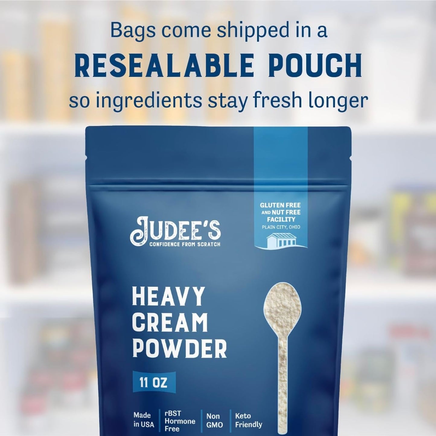 Judees Heavy Cream Powder - 11 oz - Baking Ingredients - Delicious and 100% Gluten-Free - Great for Coffee, Hot Chocolate, Sauc