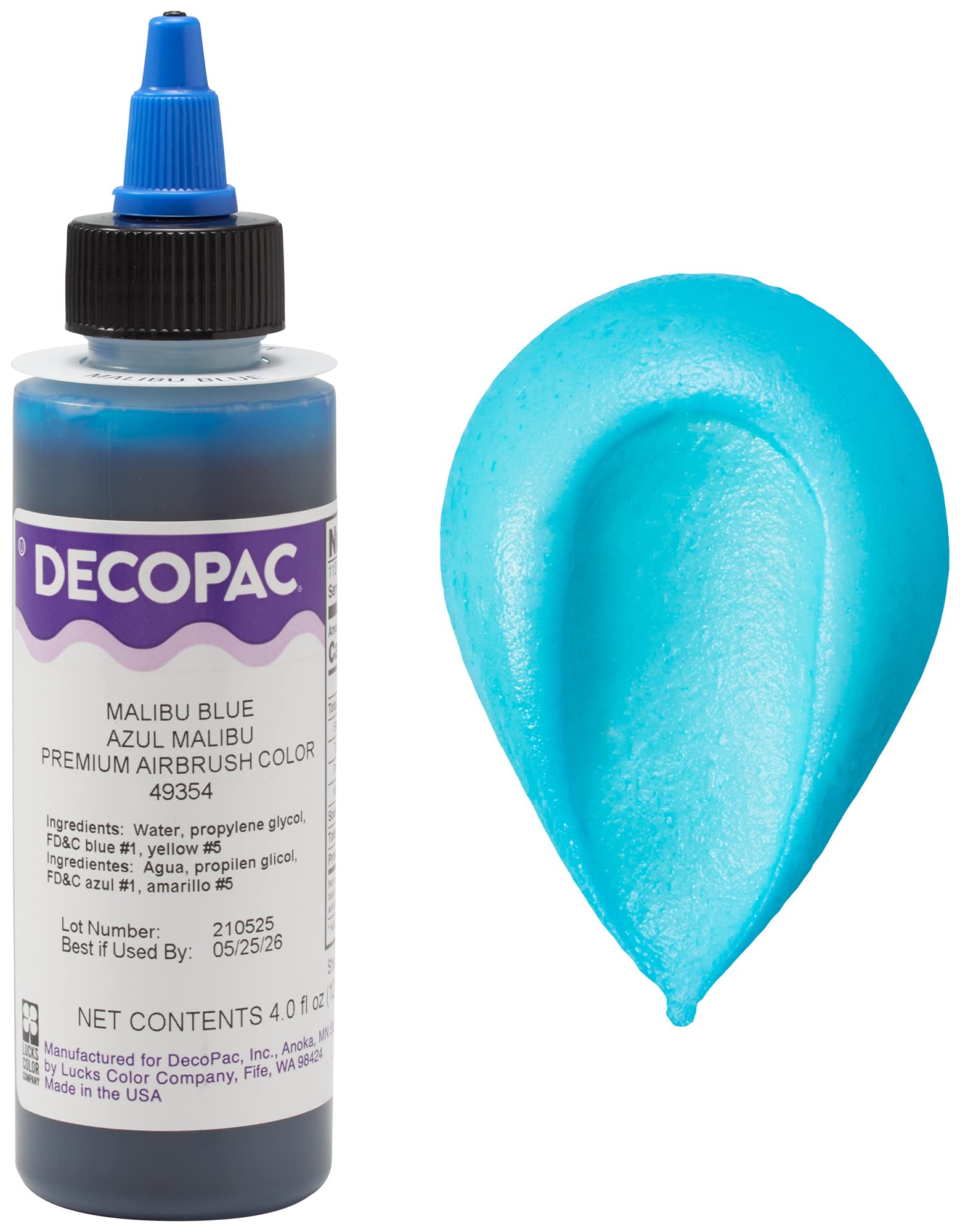 DecoPac Airbrush Food Coloring, Edible Cake Decorating Spray, 4 Fl Oz, Malibu Blue, Model 49354