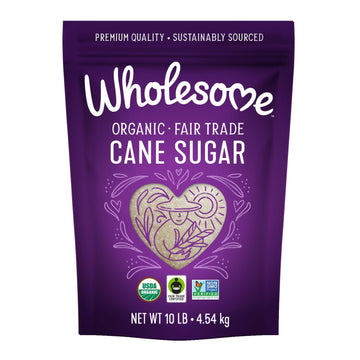 Wholesome Sweeteners 10-Pound Organic Cane Sugar, Fair Trade, Non Gmo, Gluten Free, Pure & Vegan, For Baking And Sweetening
