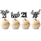 24 Pcs 21St Birthday Cupcake Toppers Legal Hello 21 Twenty One Cupcake Picks 21St Birthday Cake Decorations Supplies Black