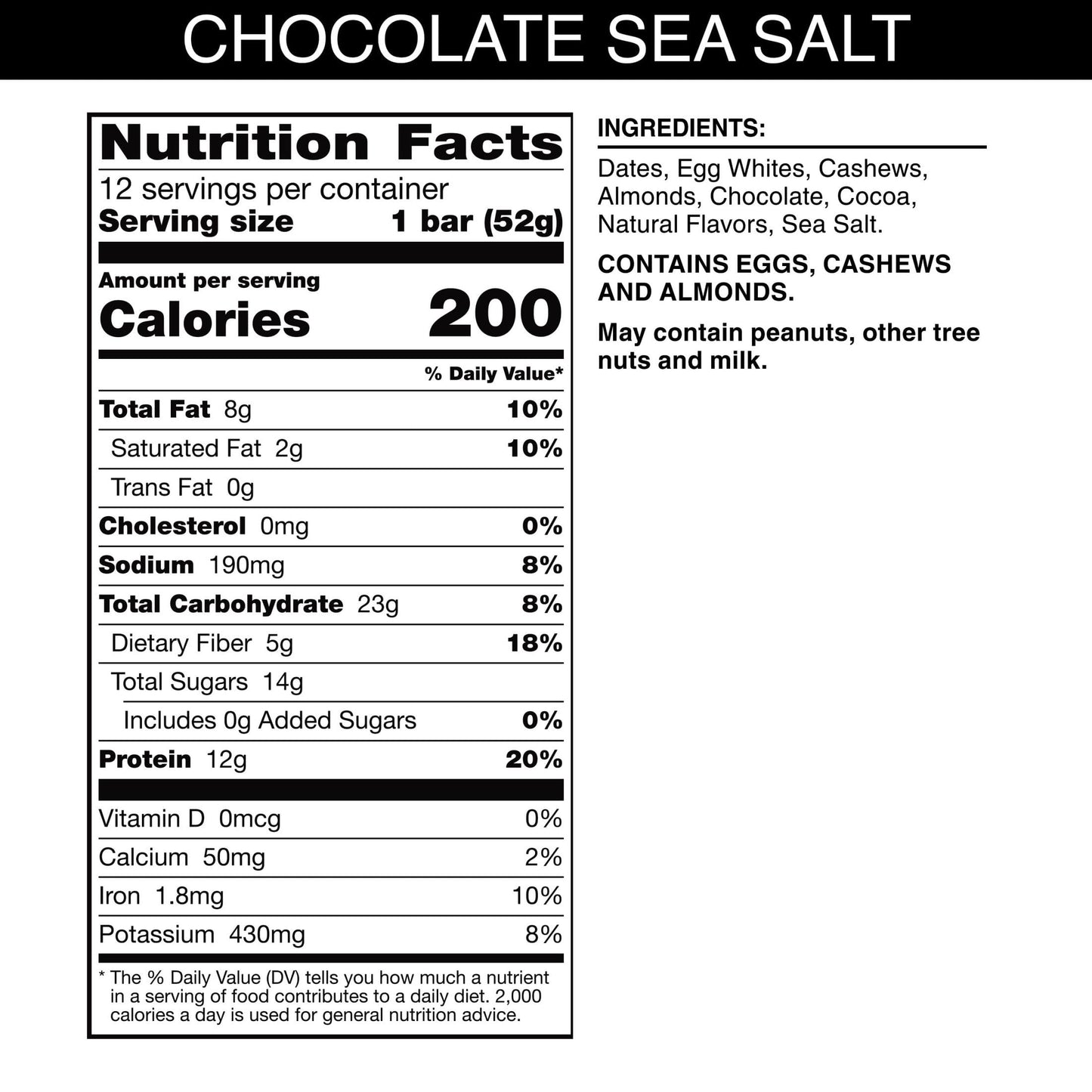 Rxbar Protein Bars, Protein Snack, Snack Bars, Chocolate Sea Salt, 22Oz Box (12 Bars)