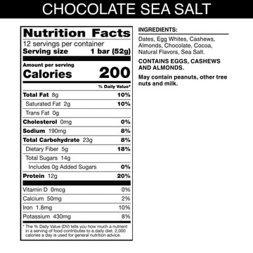 Rxbar Protein Bars, Protein Snack, Snack Bars, Chocolate Sea Salt, 22Oz Box (12 Bars)